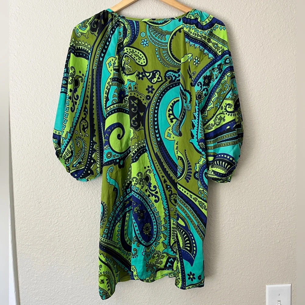 Cha Cha Vente Paisley Puff Sleeve Tunic Top Blouse Womens Size 1X Colorful - Picture 5 of 6